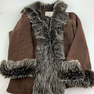 Nine West Leather Faux Fur Lined Full Body Coat